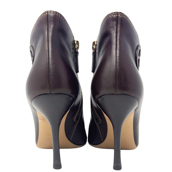 Gucci GG Logo Interlocking Monogram Brown Leather High Heels Ankle Boots US 7.5 - Picture 6 of 12